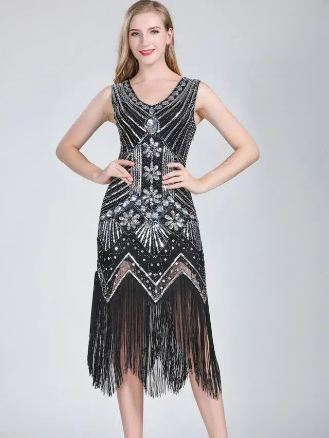 Robe vintage années 20 col V
