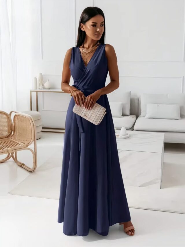 Longue robe demoiselle d'honneur décolleté V