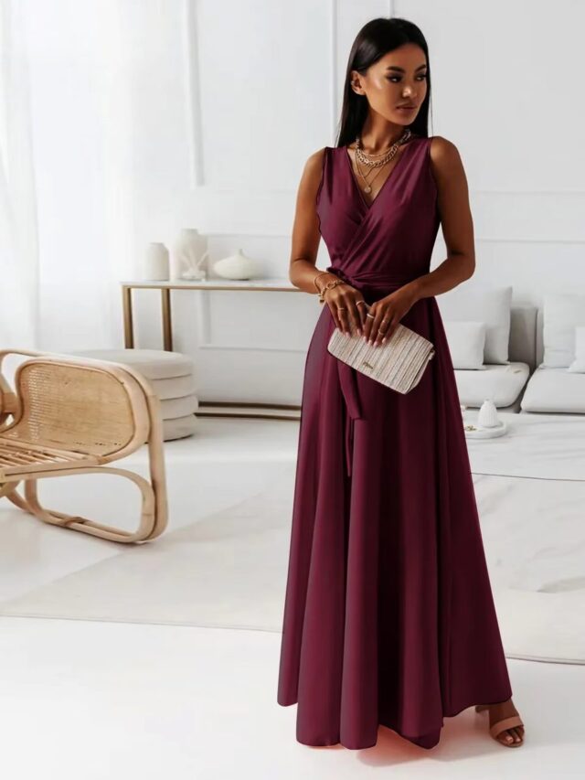 Longue robe demoiselle d'honneur décolleté V