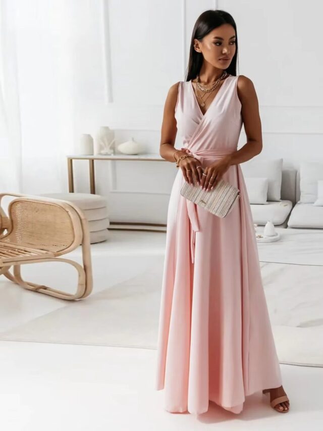 Longue robe demoiselle d'honneur décolleté V