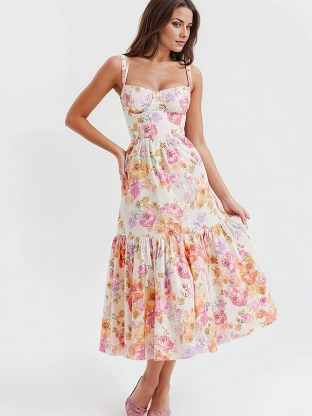 Robe champêtre fleurie balconnet