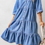 Femme robe jean froncé