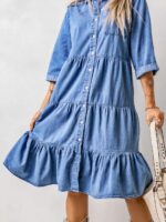 Femme robe jean froncé