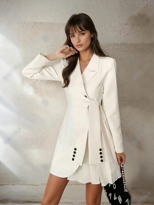 femme robe blazer blanche