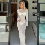 Robe de plage longue en tulle transparente