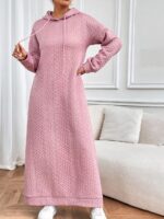 Robe longue à capuche matière sweat effet pull