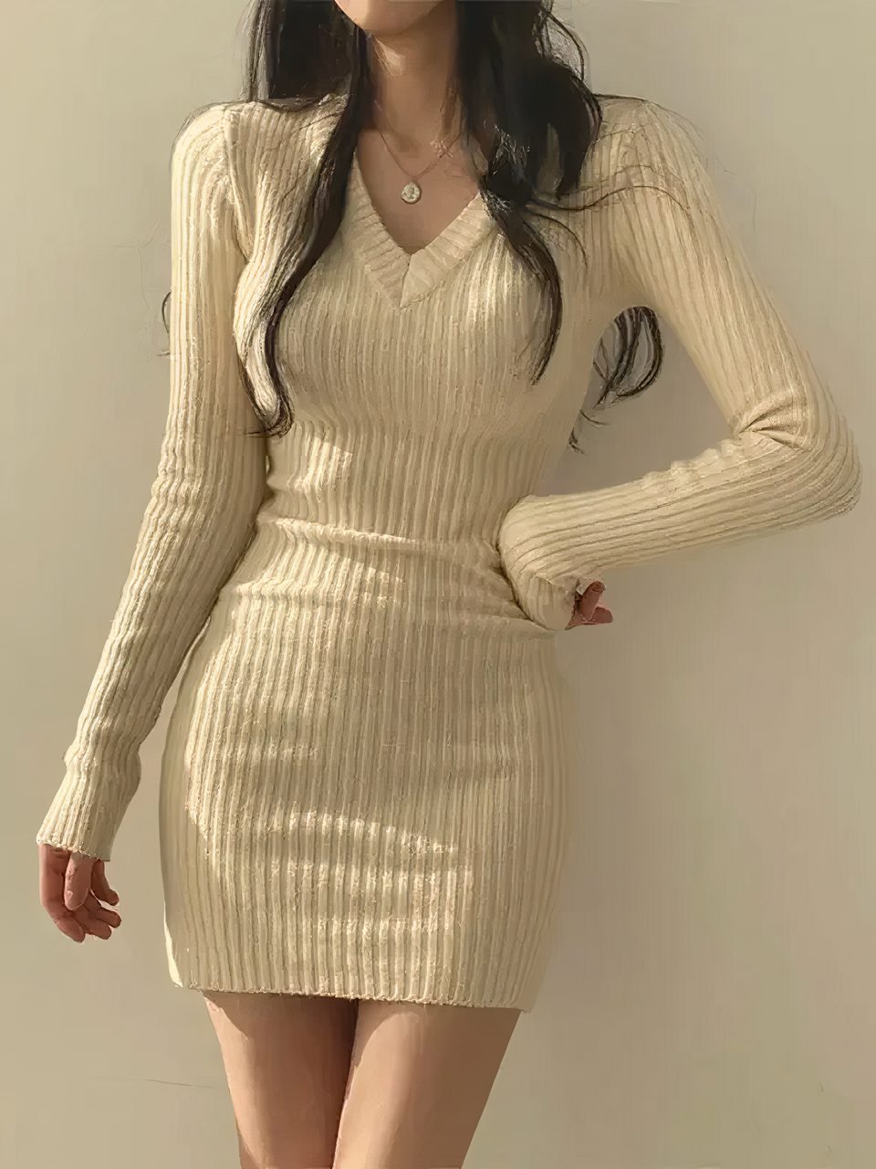 Robe Pull Femme Hiver Robe Pull Femme Ever-Pretty Hiver - Col Roulé Moulante Genou - Style Casual Chic CG40395 Robe Pull Longue Femme Hiver