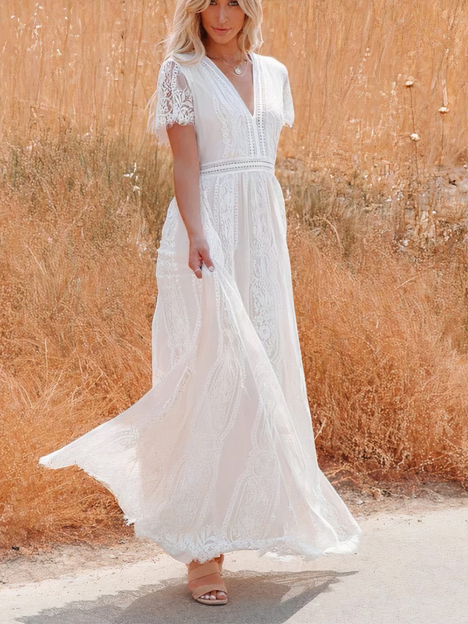 Robe boh?�me chic en dentelle longue �?� Robe chic